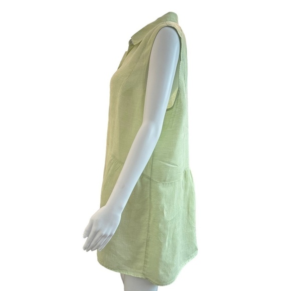 J.Jill Love Linen Women's Size L Button Front Tunic Peplum back Sleeveless Top - Picture 7 of 16